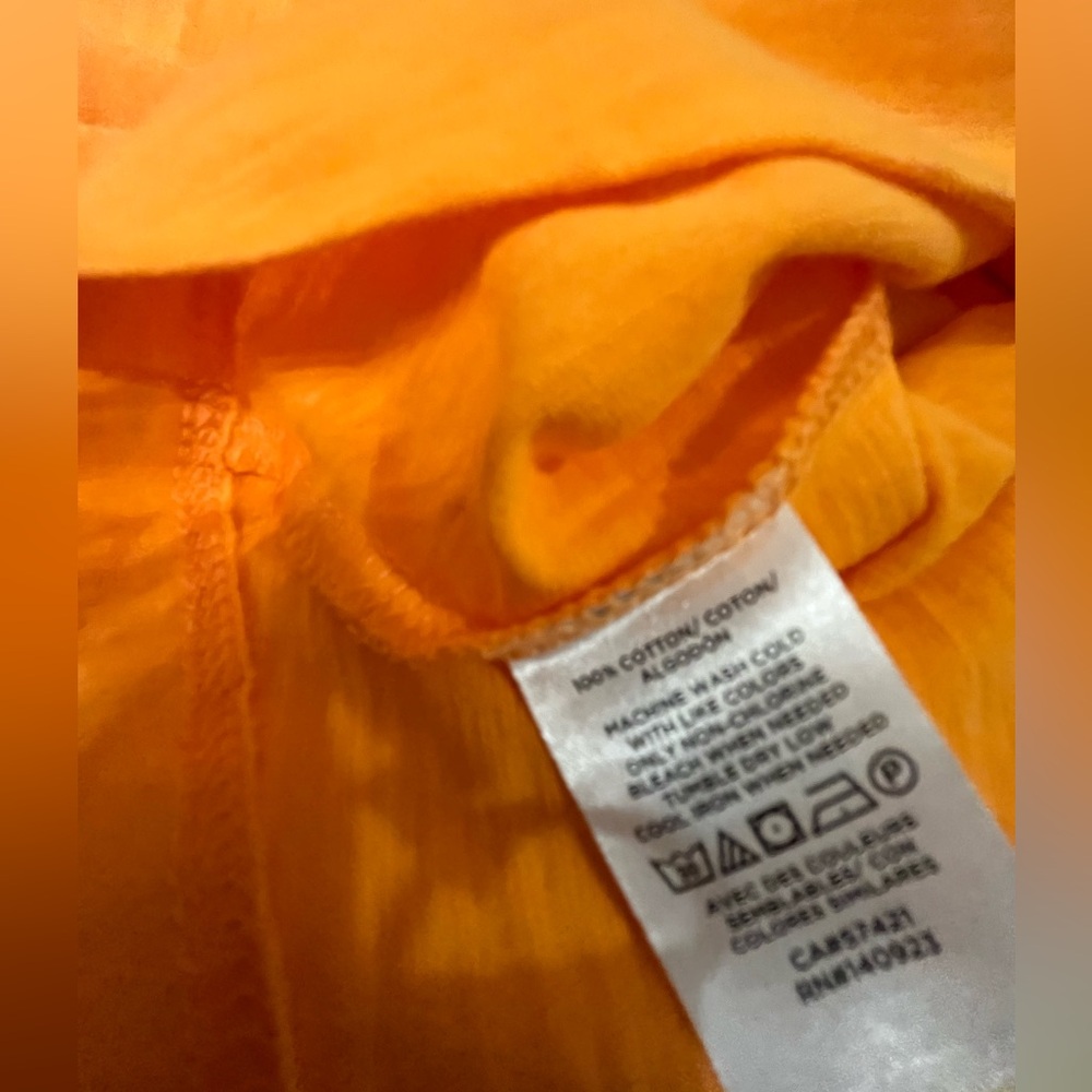 NWT LOFT Bright Orange Button-Shoulder Tee 100% Cotton - Picture 6 of 6